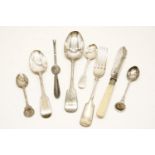 A large quantity of mixed silver plated flat wares, to include a cased set of fish knives and forks,