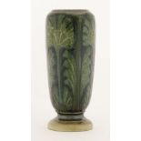A Martin Brothers' stoneware vase,dated 1879, incised with palmettes within panels, with a blue
