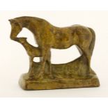 *A pottery model of a mare and a foal,by Stella Crofts (1898-1964), in a mottled green and brown