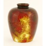 A Royal Doulton flambé vase,with a mottled red, brown and yellow glazed, printed marks,19.5cm high