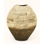 A two-tone glazed stoneware vase,in the style of Joanna Constantinidis, indistinctly signed to the