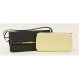 A Gucci Monogram Bamboo clutch bag,in black with black leather trim, cross body strap, with dust