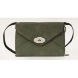 A Mulberry 'Willow' shoulder clutch handbag,designed in pavement grey suede and black leather,