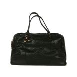 A Gucci black large python skin 'Guccissima' weekend tote handbag,with leather trim, signature techo