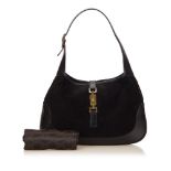 A Gucci canvas 'Jackie' bag,with a black canvas body, an adjustable shoulder strap, a leather
