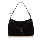 A Gucci jacquard 'Guccissima' shoulder bag, with a black leather and suede jacquard body, a flat