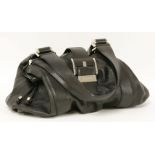 A Michael Kors black leather shoulder handbag, soft grain calfskin leather with silver-tone