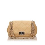 A Chanel leather reissue 'Choco Bar' flap bag, with a black lambskin leather body, silver-tone