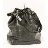 A Louis Vuitton Epi 'Petit Noé' black bucket bag,crafted from maker's signature Epi leather with