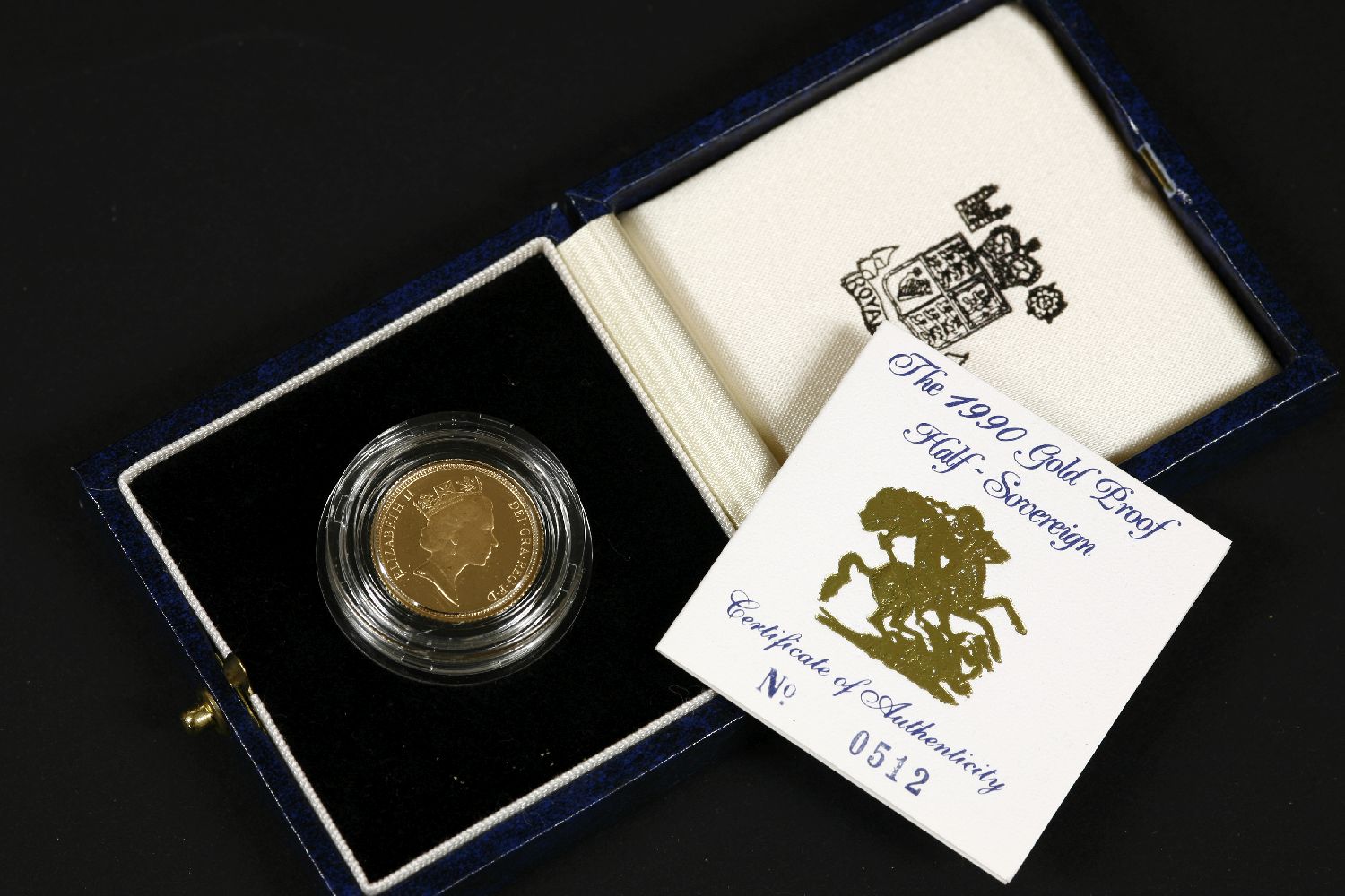 Great Britain, Elizabeth II (1952 - ), Proof Half Sovereign, 1990, complete in capsule, with