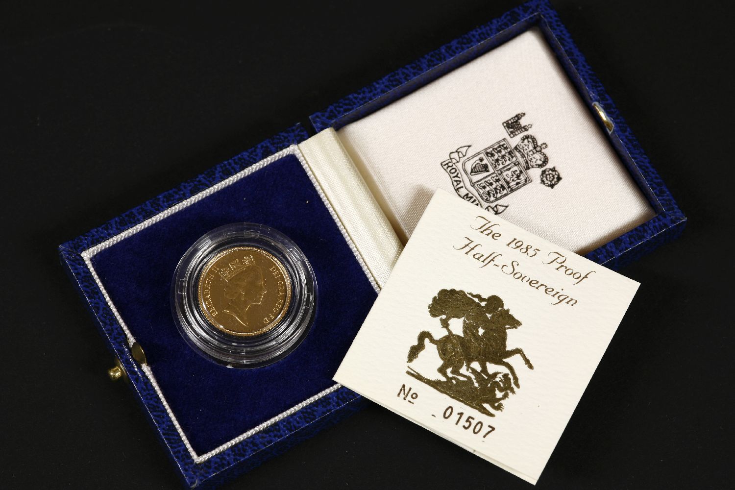 Great Britain, Elizabeth II (1952 - ), Proof Half Sovereign, 1985, complete in capsule, with