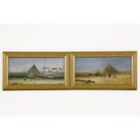 John CoulsonFIGURES AND CAMELS AT THE PYRAMIDSa pair, both signed and dated 1921 l.r.,oil on board25