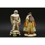 A Cozzi Italian pottery figure of a masked Venetian gentleman, with tricorn hat on shaped base, with