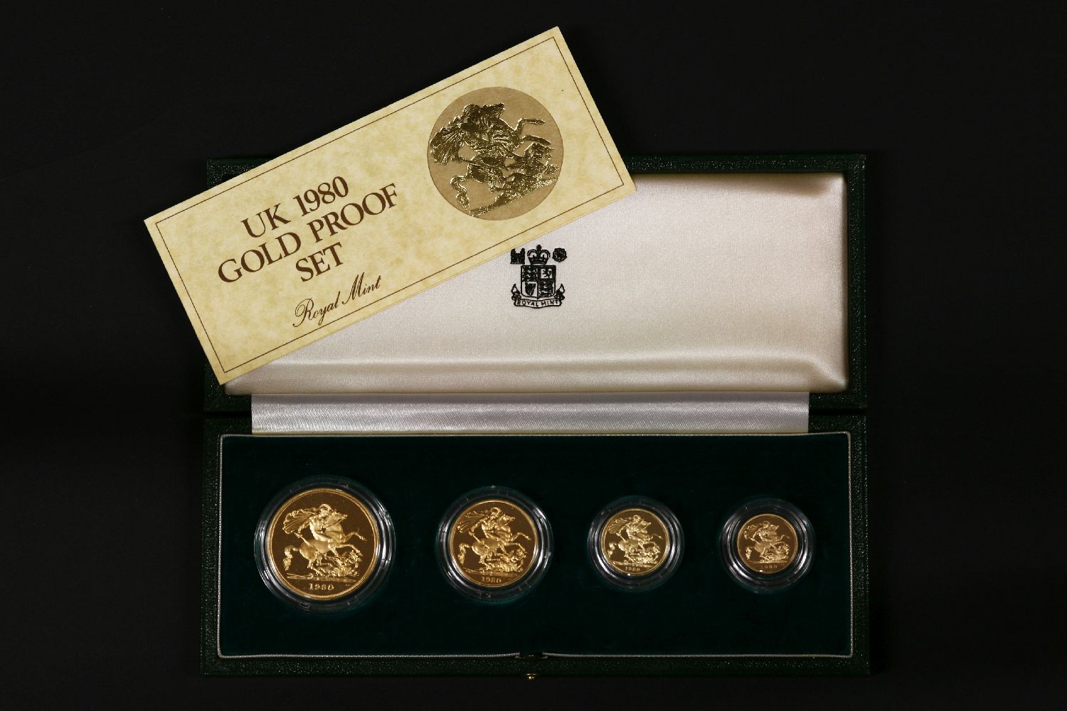 Great Britain, Elizabeth II (1952 - ), 4 Coin Gold Proof set, 1980, including Five Pound, Two Pound, - Image 2 of 2