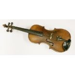 A German violin, late 19th century, stamped to the back and internally 'Hopf', of tobacco brown