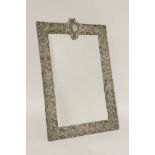 A late Victorian large silver easel mirror, London, 1900, 48cm high