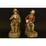 A pair of late 19th century Robinson and Leadbeater bisque porcelain figures, 'The Drinkers' each