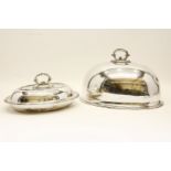 A Sheffield plate tureen cover, and entree dish and cover