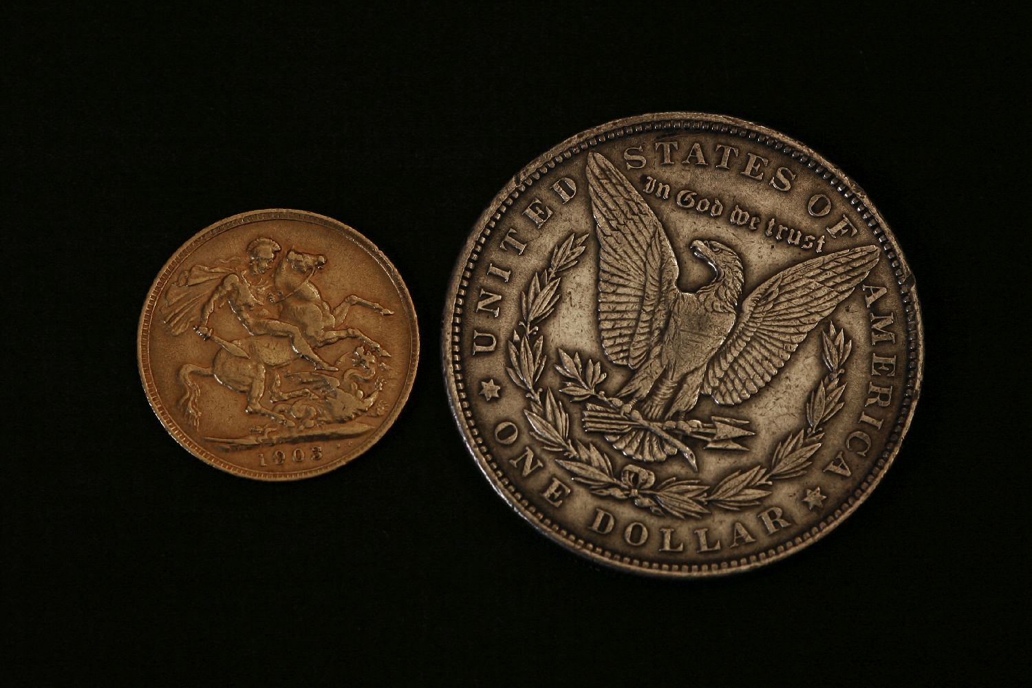 Great Britain and World, an Edward VII Sovereign, 1903, together with an 1888 United States Silver - Image 2 of 2