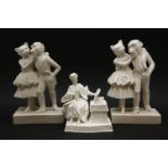 A Coalport parian figure ‘Beauty and the Beast’, late 19th century, standing on a rectangular