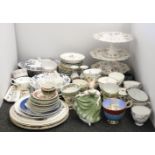 A quantity of mostly 20th century ceramics, to include Limoges tazzas, Royal Albert, cups and