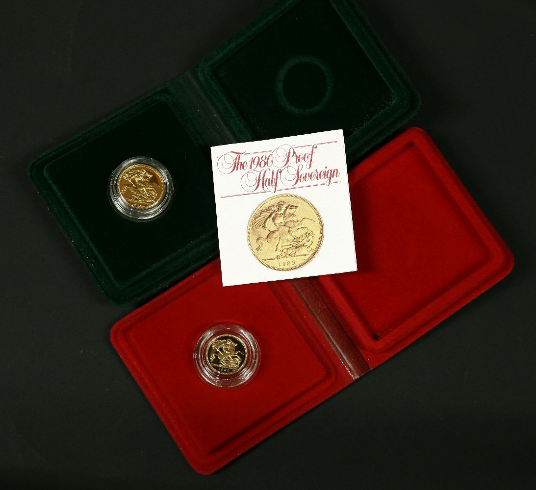 Great Britain, Elizabeth II (1952 - ), Proof Sovereign, 1980, together with a Proof Half - Image 2 of 2
