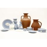 Wedgwood Jasperware, to include a pottery jug and vase