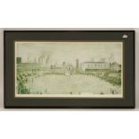 *After L S Lowry (British, 1887-1976)LANCASHIRE CRICKET MATCHOffset lithograph printed in colours,