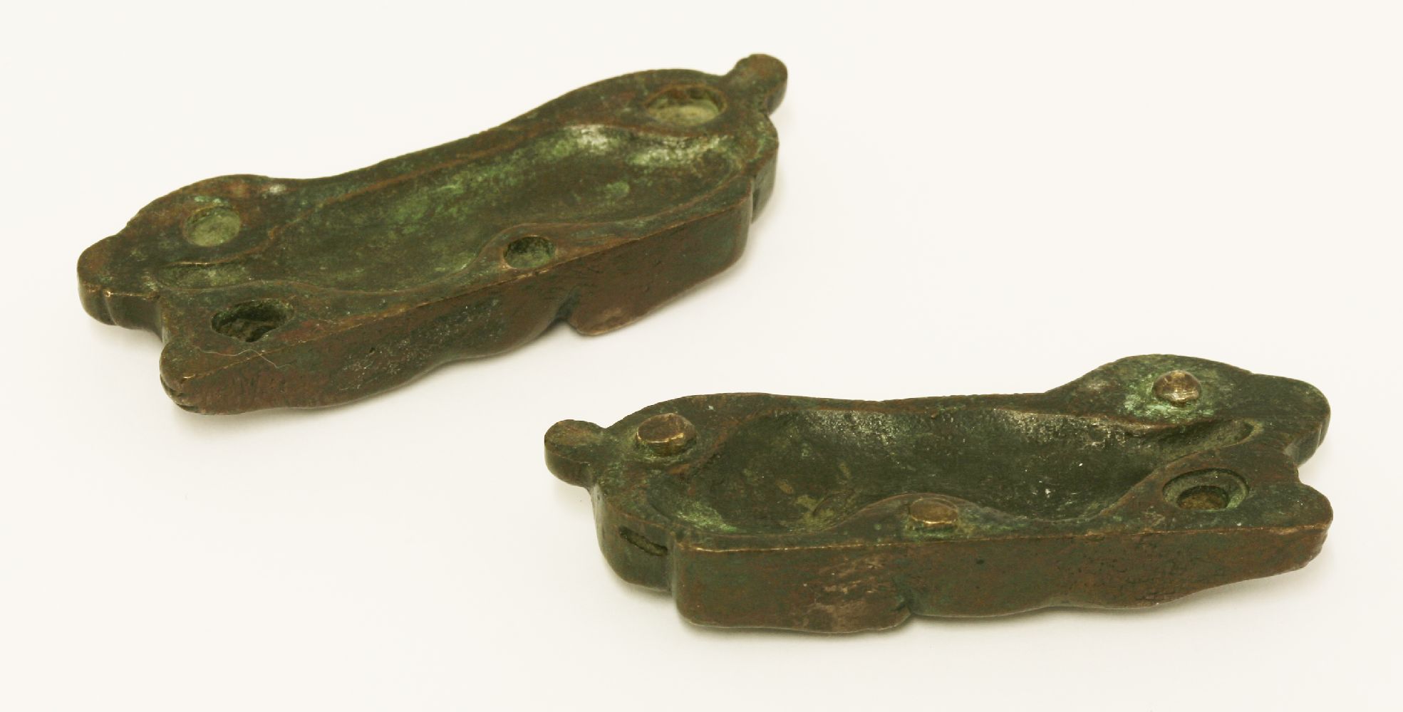 A Chinese bronze hufu,Qing dynasty (1644-1911), the two-piece 'tally' in the shape of a crouching - Image 3 of 3