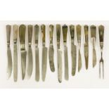 A group of thirteen knives,the majority late 17th century,with varying agate handles, the majority