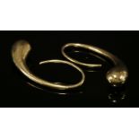 A pair of 18ct gold elongated drop earrings,by Tiffany & Co, designed by Elsa Perretti. Each