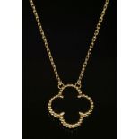 A gold Van Cleef & Arpels 'Alhambra' necklace,with an onyx quatrefoil to a finely beaded frame. A