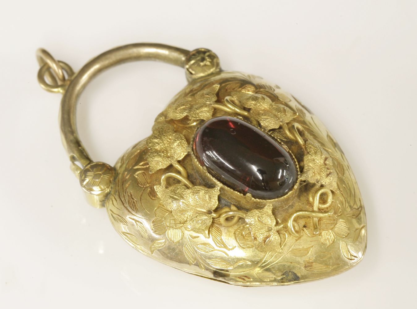 A Victorian gold bracelet,with garnet set padlock clasp, The bracelet composed of sections of - Image 2 of 2