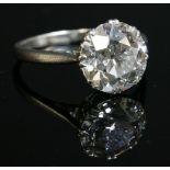 A single stone diamond ring,with an old brilliant cut diamond, estimated as approximately 4.27ct,