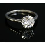 A single stone diamond ring,with an old brilliant cut diamond, estimated as approximately 1.23ct,