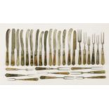 Fifteen forks and fifteen knives,c.1660-1690,all with silver, metal and close plate ferrules, with