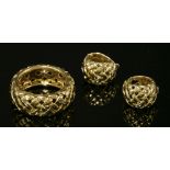 A gold Tiffany & Co. 'Vannerie' lattice ring and earring suite,with a pierced lattice band ring, 9mm