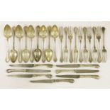 French silver-plated flatware,Christofle & Cie, Paris, c.1930,Moderne Gramont pattern, comprising: