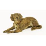 A cold painted bronze pointer, 19th century,10.5cm long