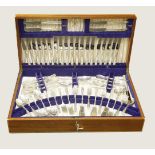 An Elizabeth II silver twelve place canteen,by Viners, Sheffield, 1959,twelve dinner forks with