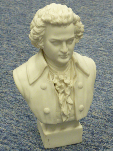 A 19th Century bisque porcelain Bust of Mozart by Robinson & Leadbeater,