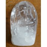 A 19th /20th century carved rock crystal Ganesh Indian deity, set against a carved arch niche,