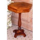 An unusual early Victorian hexagonal walnut Centre Table, three true drawers,