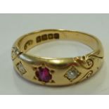 An early 20th century heavy 18-carat yellow gold Ring, centrally set with a ruby,