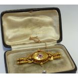 A 19th century 15-carat yellow gold Bar Brooch and Chain,