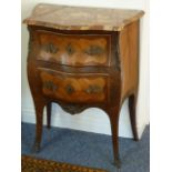 A 19th century (in 18th century Louis XV style) marble topped kingwood,