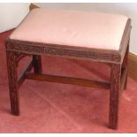 A Chippendale period mahogany Stool having drop-in seat,