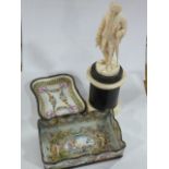 A collection of Objects D'Art to include an ivory Carving of an 18th century gentleman with