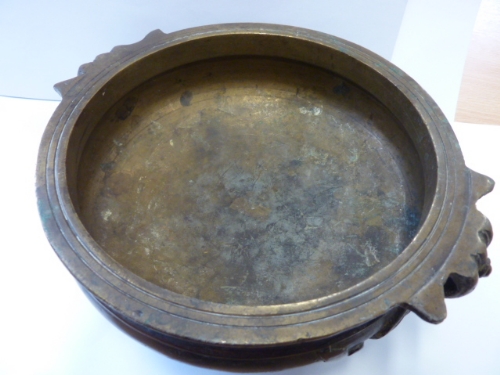 A heavy circular bronze Censer of good patination, - Image 2 of 3