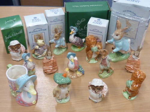 Fifteen assorted Beatrix Potter ceramic Figures (six with boxes) to include Peter Rabbit,